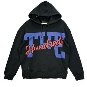 The Hundreds Hoodie BLACK  Mens Medium Spellout Streetwear Kangaroo Pockets‎ EUC